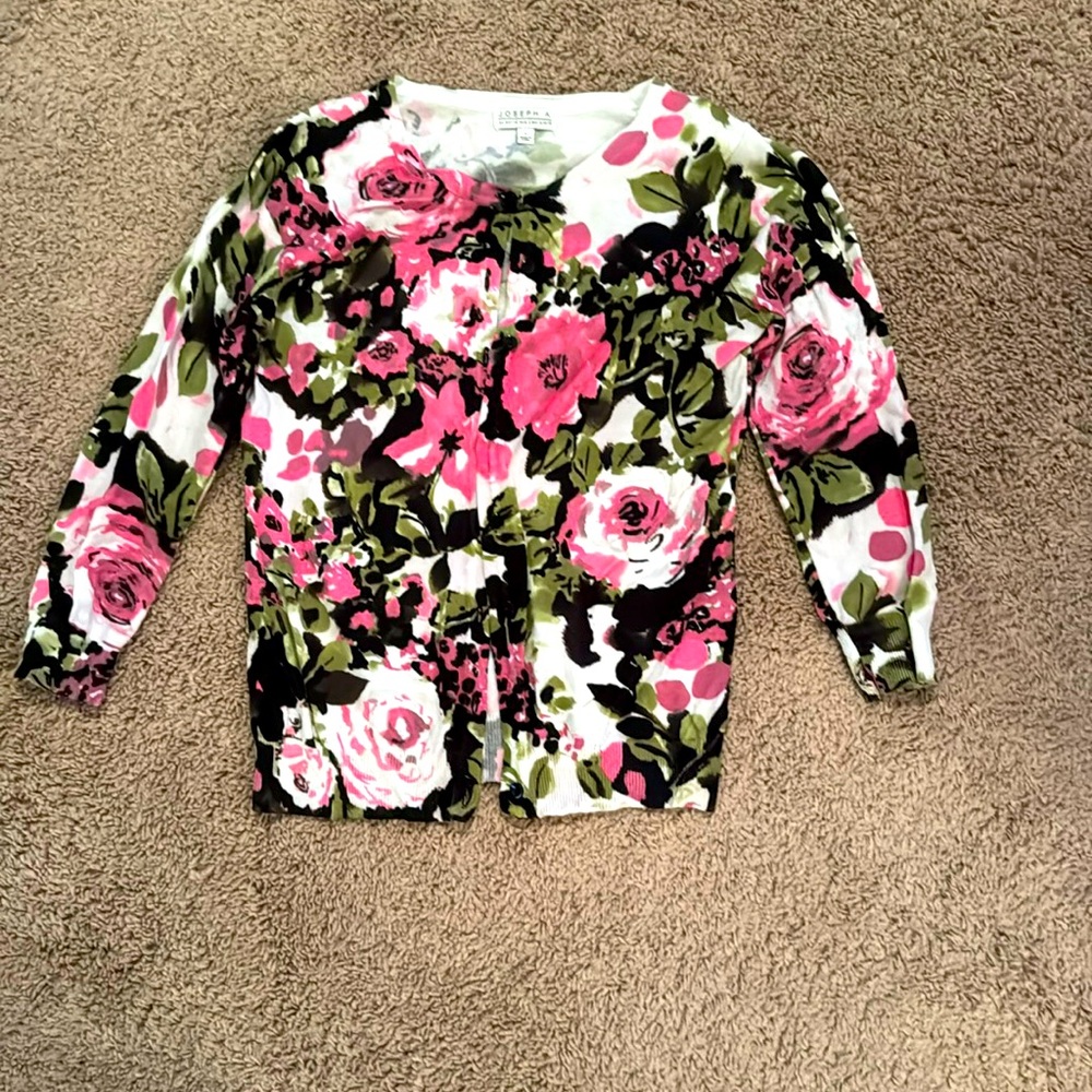 Joseph A Floral Buttoned Sweater